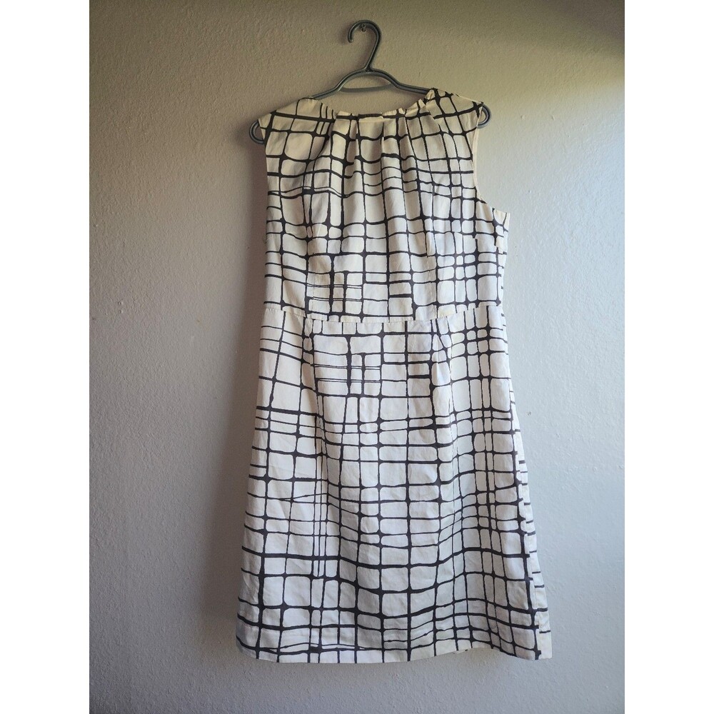 Banana Republic Black & White Geometric Plaid Midi Dress